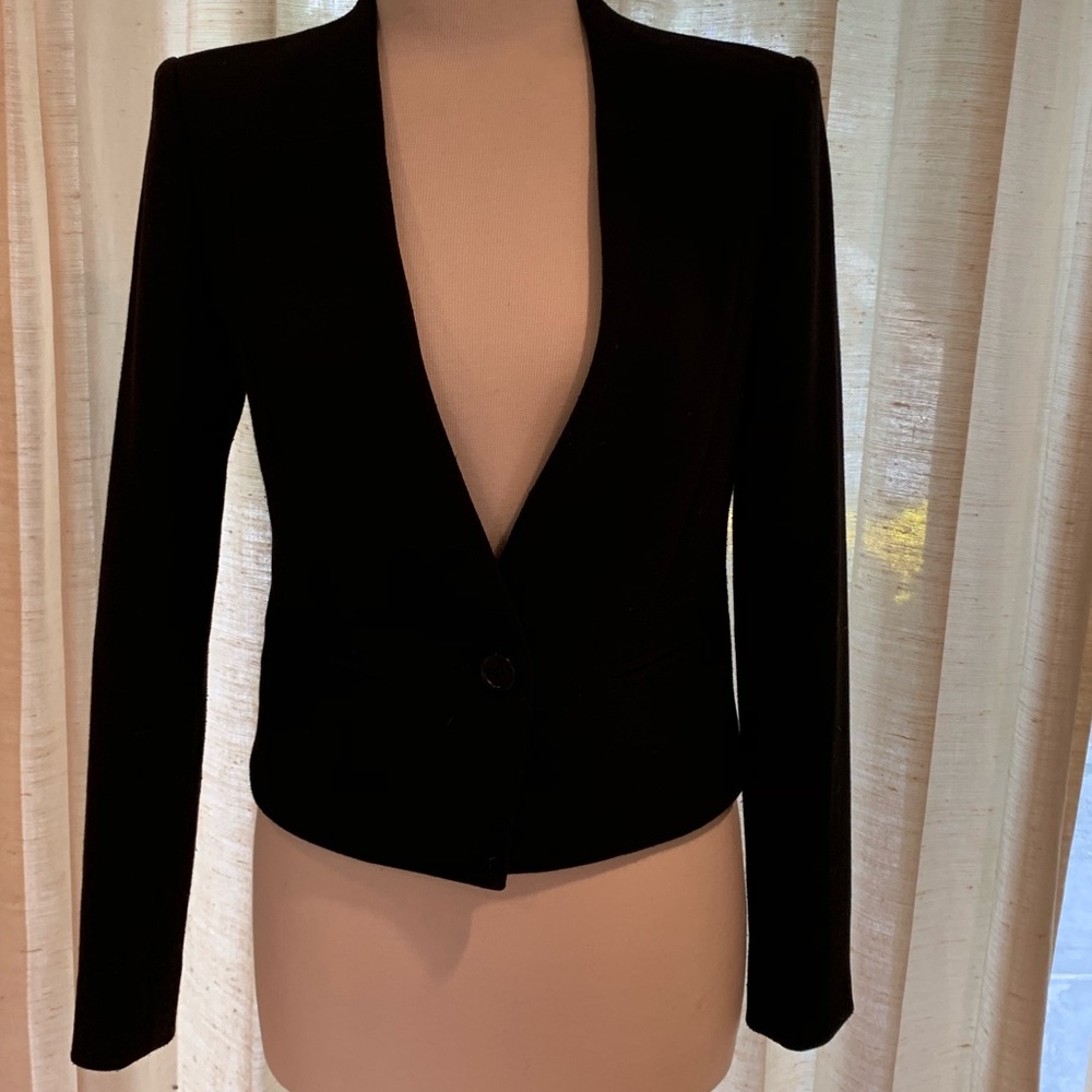 Rachel Roy black cropped 1 button blazer